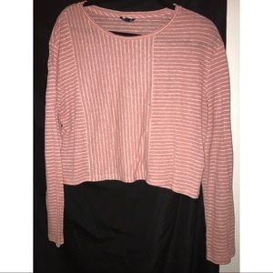 Striped Pink Topshop Cropped Shirt